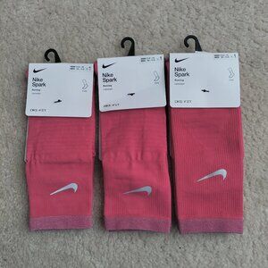 NWT (3) Pair Nike Spark 2 Ankle & 1 Crew W11.5-13 Pink DRI-FIT Running Socks